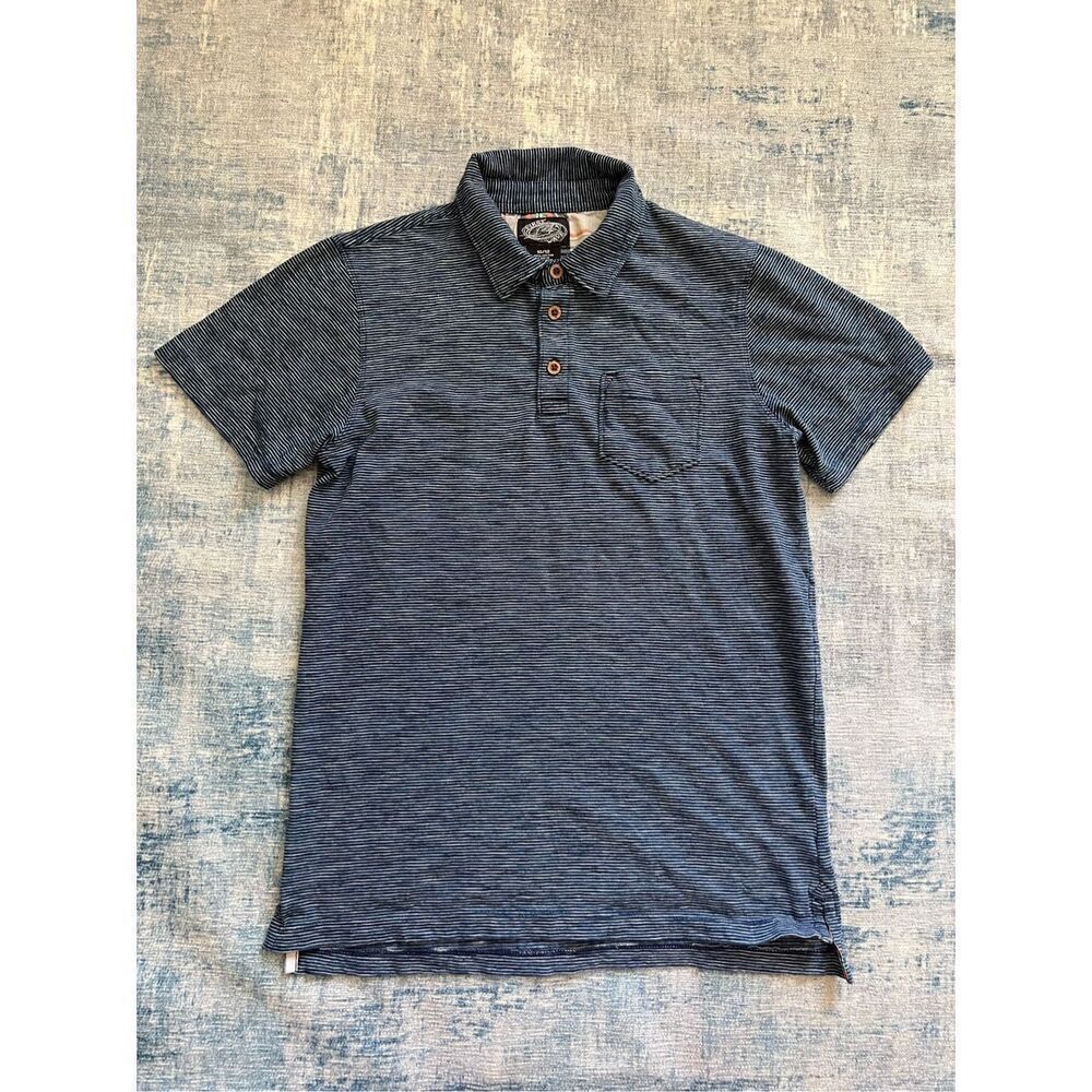 First Wave Blue White Micro Stripe Short Sleeve Polo Tee Boys 10 / 12